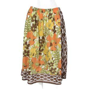 TOMMY BAHAMA Floral Orange Brown Green LIghtweight Semi Sheer Skirt XS/S /286